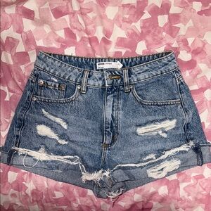 Women's Blue Distressed Shorts